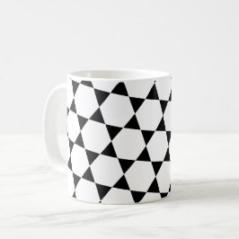 Taza De Café Monocromo B&W Hexagon Honeycomb Triangels Patrón