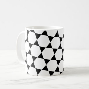 Taza De Café Monocromo B&W Hexagon Honeycomb Triangels Patrón