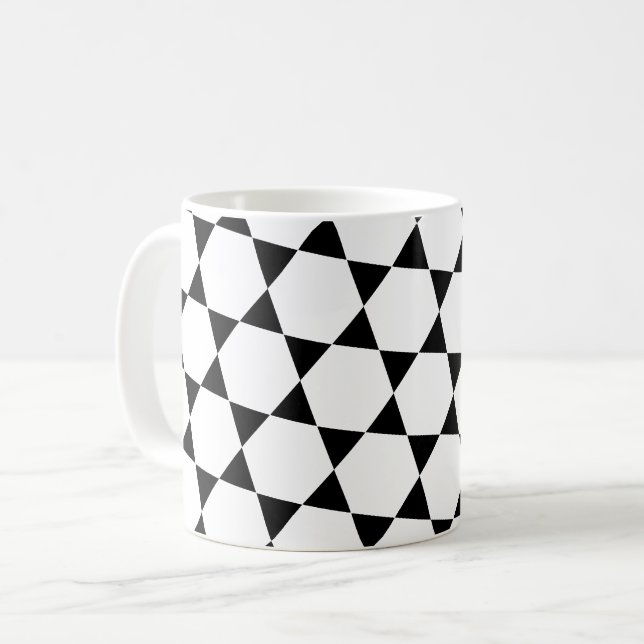 Taza De Café Monocromo B&W Hexagon Honeycomb Triangels Patrón (Anverso izquierdo)
