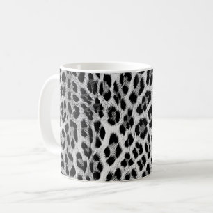 Taza De Café Monocromo blanco y negro, patrón leopardo