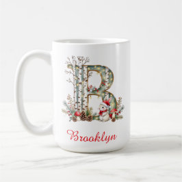 Taza De Café Monogram initial B bunny merry Christmas 