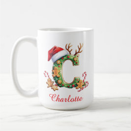 Taza De Café Monogram initial c ginger men merry Christmas 