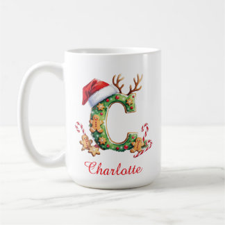 Taza De Café Monogram initial c ginger men merry Christmas