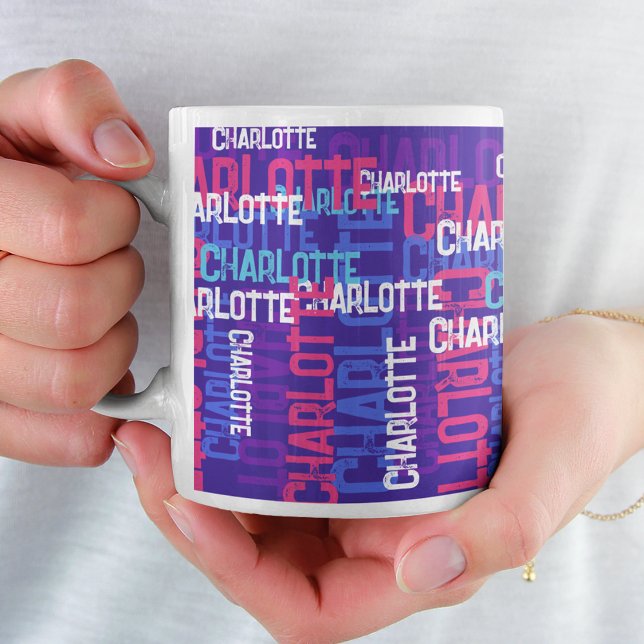 Taza De Café Monogram Name Cloud Cool Typography (Subido por el creador)