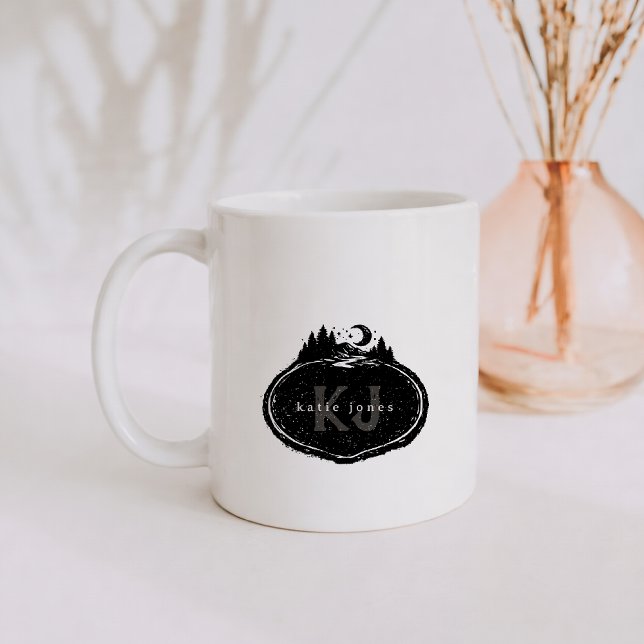 Taza De Café Monogram Nature Stamp | Custom Name (Subido por el creador)