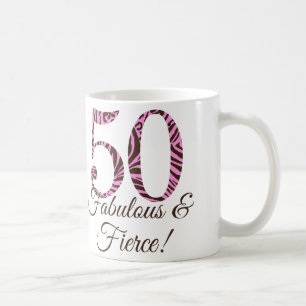 Taza De Café Monograma 50 cumpleaños Fabulous & Fierce Mug