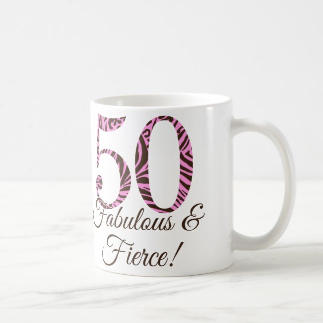 Taza De Café Monograma 50 cumpleaños Fabulous & Fierce Mug (Derecha)