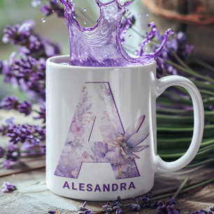 Taza De Café Monograma A de lechón Lilac personalizado