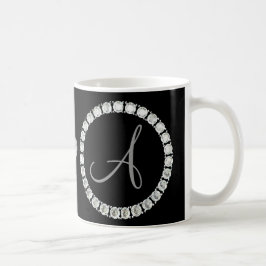 Taza De Café Monograma A diamantes de imitación negro bg