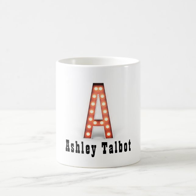 Taza De Café Monograma A Luces de Marquesina Personalizadas (Centro)