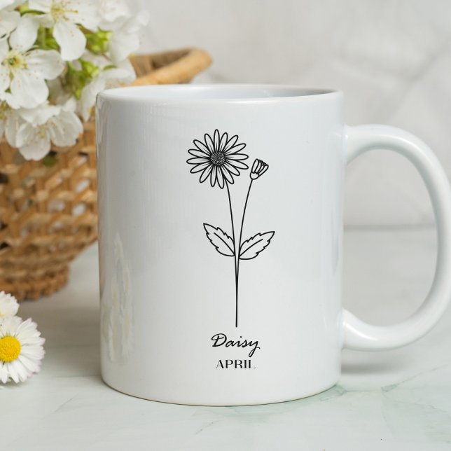 Taza De Café Monograma Abril Flor Mes de Nacimiento (Subido por el creador)