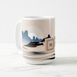 Taza De Café Monograma abstracto moderno del desierto del suroe