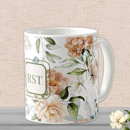 Taza De Café Monograma acuarela Florals Holandesa de los años 1