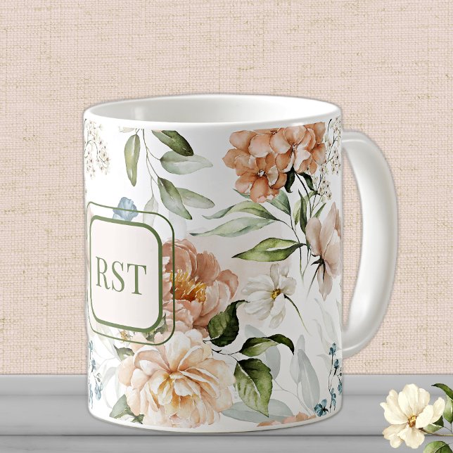 Taza De Café Monograma acuarela Florals Holandesa de los años 1 (Subido por el creador)