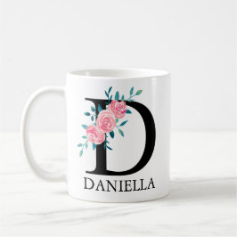 Taza De Café Monograma Acuarela Letra D Personalizada
