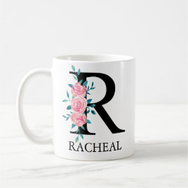 Taza De Café Monograma Acuarela Letra Única Personalizada R