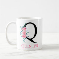 Monograma acuarela personalizada letra Q café 