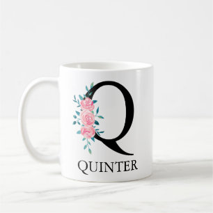 Taza De Café Monograma acuarela personalizada letra Q café 