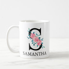 Taza De Café Monograma acuarela personalizada letra S café