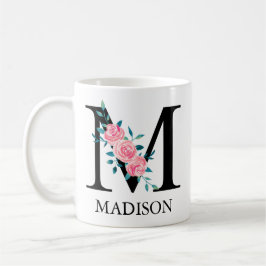Taza De Café Monograma Acuarela Personalizada Letra Única M