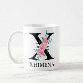 Taza De Café Monograma Acuarela Personalizada Letra Única X