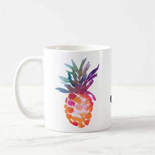 Taza De Café Monograma Acuarela Piña