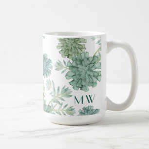 Taza De Café Monograma  Alegría vegetal  Patrón correcto