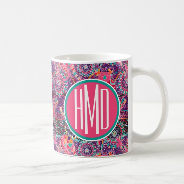 Taza De Café Monograma animal del modelo el | del estilo étnico (Derecha)