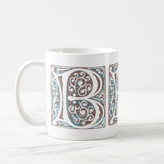 Taza De Café Monograma antiguo medieval elegante de la letra B