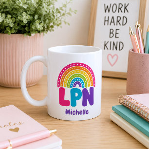 Taza De Café Monograma Arcoíris Boho LPN