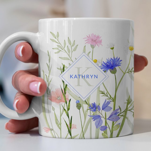 Taza De Café Monograma Arcoíris Flor Silvestre Personal (Subido por el creador)