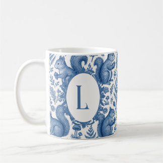 Taza De Café Monograma Azul Chinoiserie Toile de Juncal Bosque