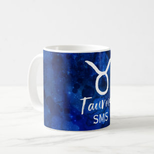 Taza De Café Monograma azul de la galaxia de la constelación