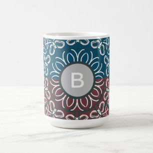 Taza De Café Monograma Azul Malva Tono Medio Tendencia Entrelaz