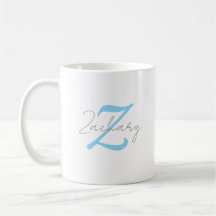Monograma Azul Moderno y Nombre Personalizado en L