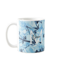 Monograma Azul Y Blanco Café Mug