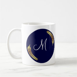 Taza De Café Monograma azul y oro (Personalize)