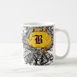 Taza De Café Monograma B de patrón retro de cosecha