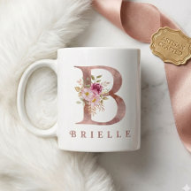 Monograma B Floral en Oro Rosa Personalizado