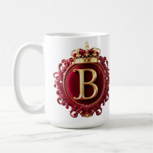 Taza De Café Monograma B Grande en Terciopelo Rojo