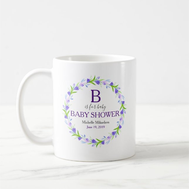 Taza De Café Monograma B para Baby Shower (Izquierda)