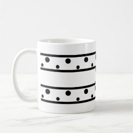 Taza De Café Monograma Black Polka Dots White