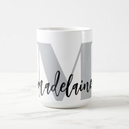 Taza De Café Monograma blanco elegante negro