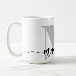 Taza De Café Monograma blanco elegante negro