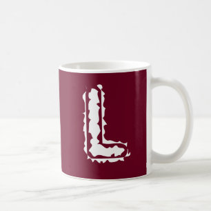 Taza De Café Monograma blanco espeluznante sobre rojo