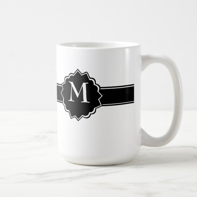 Taza De Café Monograma blanco negro (Derecha)
