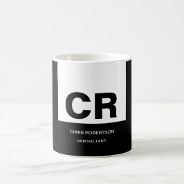 Taza De Café Monograma blanco negro Crear regalo Personalizado