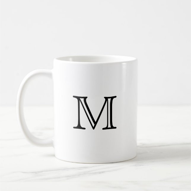 Taza De Café Monograma blanco y negro moderno (Izquierda)