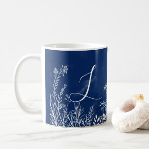 Taza De Café Monograma Blanquecino Doodles Café Mug
