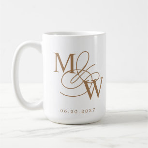 Taza De Café Monograma Boda de tipografía de lujo